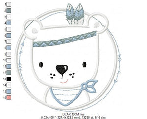 Bear embroidery designs - Indian embroidery design machine embroidery pattern - Baby Boy embroidery file - instant download bear in a frame