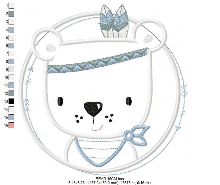 Bear embroidery designs - Indian embroidery design machine embroidery pattern - Baby Boy embroidery file - instant download bear in a frame Marcia Embroidery