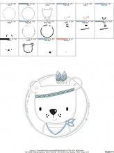 Cargar imagen en el visor de la galería, Bear embroidery designs - Indian embroidery design machine embroidery pattern - Baby Boy embroidery file - instant download bear in a frame
