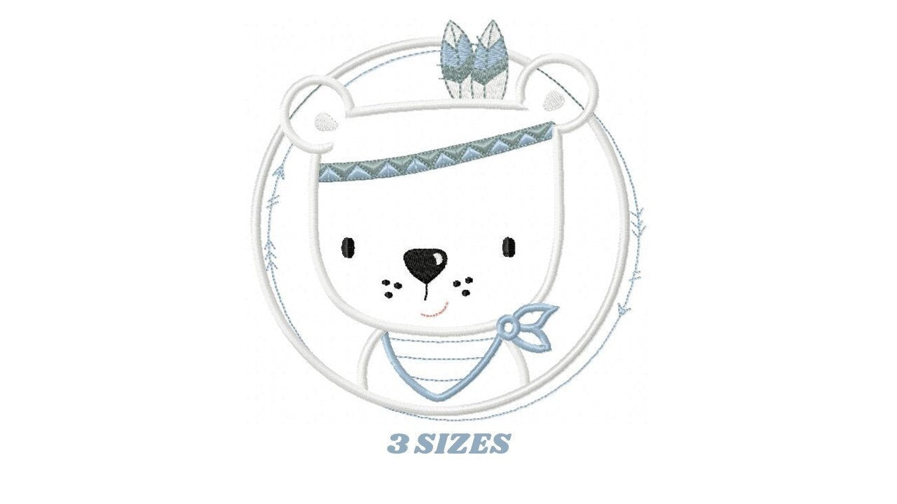 Bear embroidery designs - Indian embroidery design machine embroidery pattern - Baby Boy embroidery file - instant download bear in a frame Marcia Embroidery
