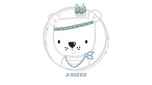 Load image into Gallery viewer, Bear embroidery designs - Indian embroidery design machine embroidery pattern - Baby Boy embroidery file - instant download bear in a frame
