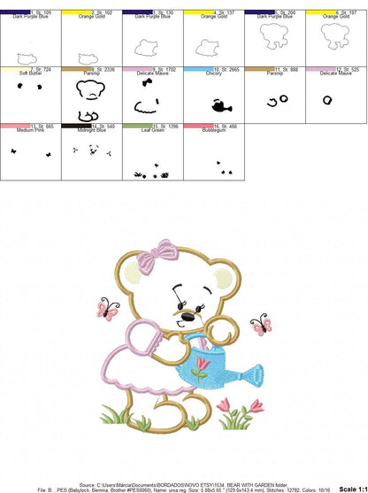 Bear embroidery designs - Teddy embroidery design machine embroidery pattern - Baby Girl embroidery file - instant download bear with garden Marcia Embroidery