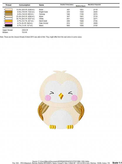 Owl embroidery design - Bird embroidery design machine embroidery pattern - Birdie embroidery file - Owl design instant download jef pes vp3 Marcia Embroidery