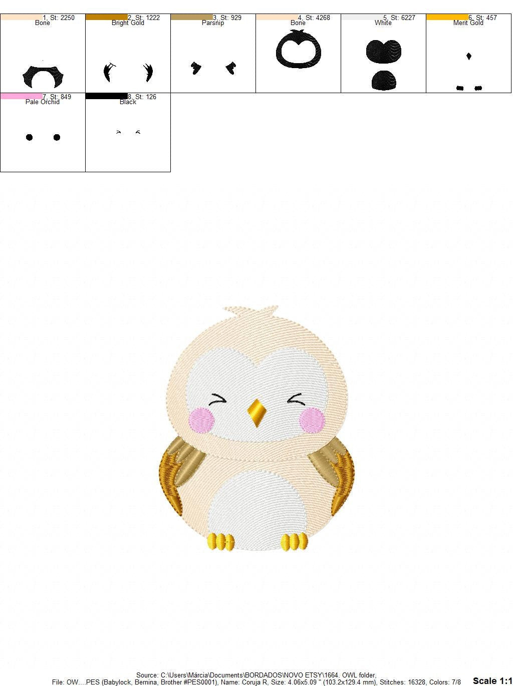 Owl embroidery design - Bird embroidery design machine embroidery pattern - Birdie embroidery file - Owl design instant download jef pes vp3 Marcia Embroidery