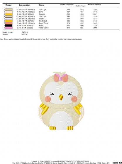 Owl embroidery design - Bird embroidery design machine embroidery pattern - Birdie embroidery file Marcia Embroidery