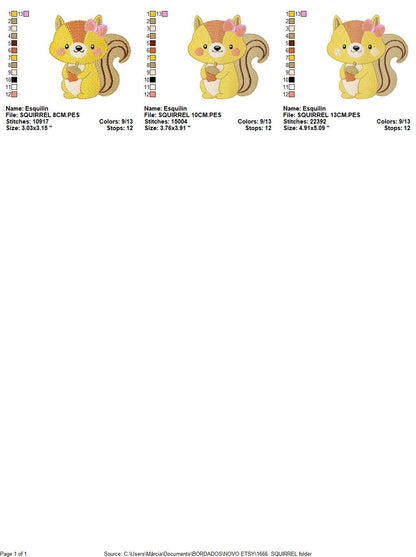Squirrel embroidery design - Animal embroidery designs machine embroidery pattern - Woodland animals embroidery file - instant download pes