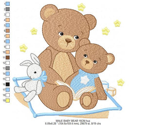 Bear embroidery designs - Teddy embroidery design machine embroidery pattern - Baby Boy embroidery file - instant download bear with baby