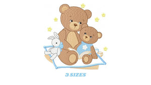 Bear embroidery designs - Teddy embroidery design machine embroidery pattern - Baby Boy embroidery file - instant download bear with baby