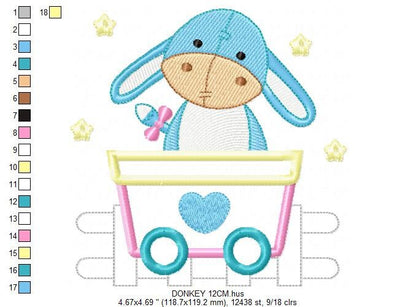Horse embroidery design - Donkey mbroidery designs machine embroidery pattern - Animal embroidery file - instant download Train applique