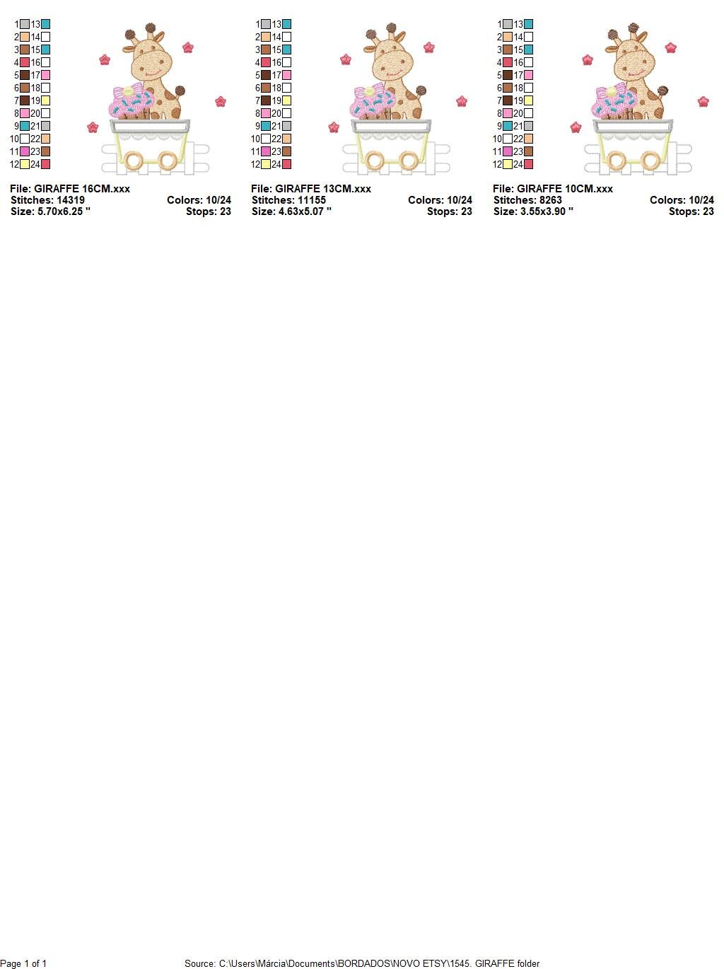 Giraffe with muffin embroidery design - Safari Animal in a wagon embroidery designs machine embroidery pattern - instant digital download