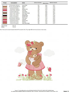 Bear embroidery designs - Teddy embroidery design machine embroidery pattern - Baby Girl embroidery file - instant download bear with garden