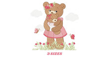 Carica l&#39;immagine nel visualizzatore di Gallery, Bear embroidery designs - Teddy embroidery design machine embroidery pattern - Baby Girl embroidery file - instant download bear with garden
