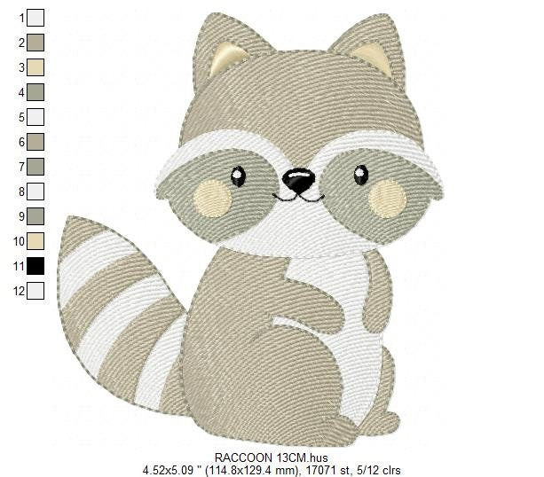 Raccoon embroidery designs - Animal embroidery design machine embroidery pattern - woodland embroidery file - Raccoon design digital pes jef