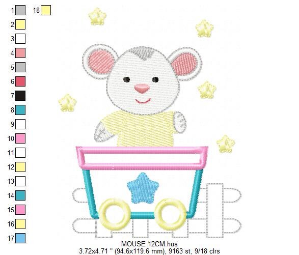 Mouse embroidery design - Rat embroidery designs machine embroidery pattern - Animal embroidery file - children embroidery mouse design