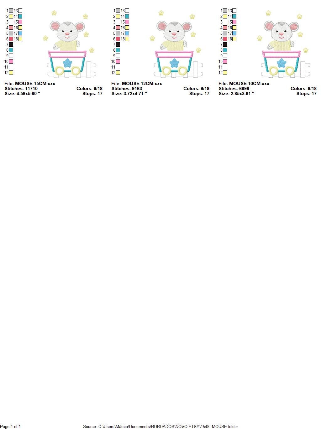 Mouse embroidery design - Rat embroidery designs machine embroidery pattern - Animal embroidery file - children embroidery mouse design