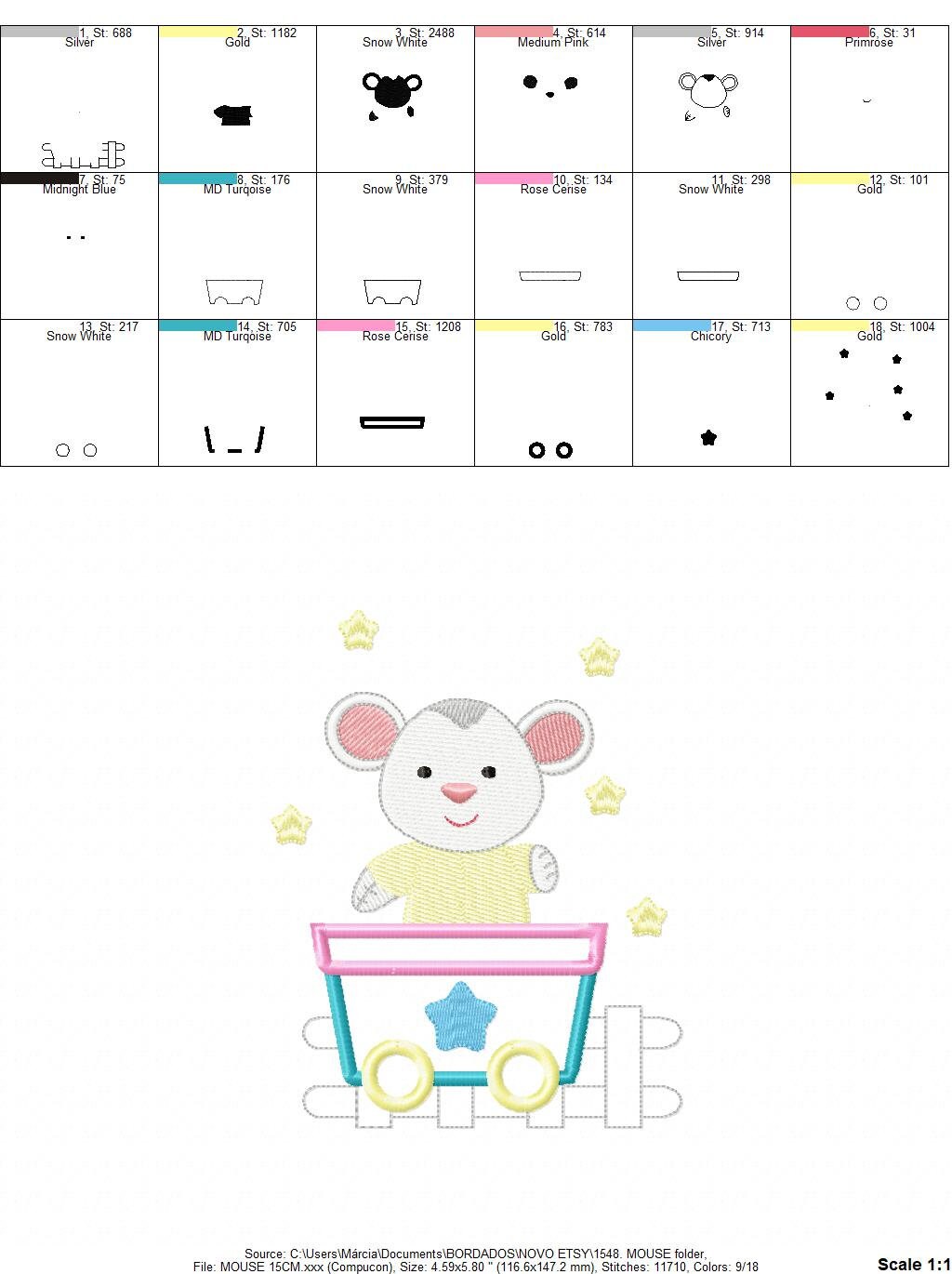 Mouse embroidery design - Rat embroidery designs machine embroidery pattern - Animal embroidery file - children embroidery mouse design