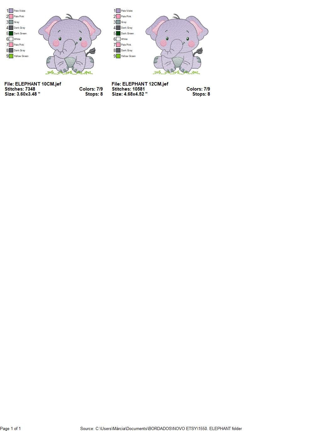 Elephant embroidery designs - animal embroidery design - machine embroidery pattern - baby embroidery file kid embroidery elephant design