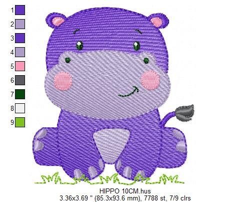 Hippo embroidery designs - Safari wild animal embroidery design machine embroidery pattern - hippopotamus - instant digital download pes jef Marcia Embroidery
