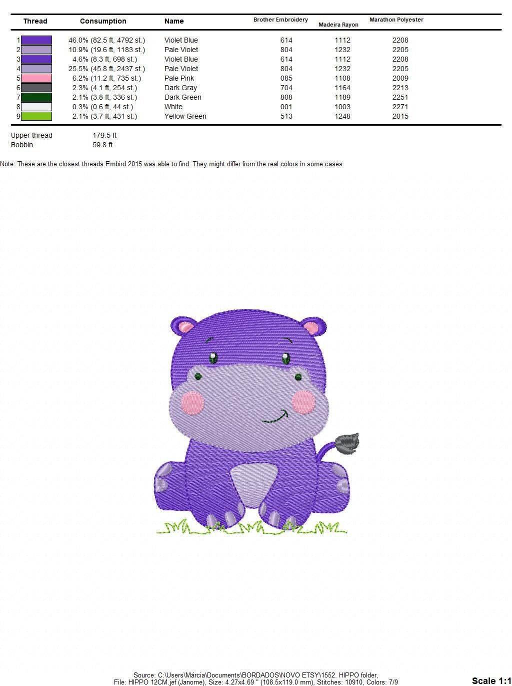 Hippo embroidery designs - Safari wild animal embroidery design machine embroidery pattern - hippopotamus - instant digital download pes jef Marcia Embroidery