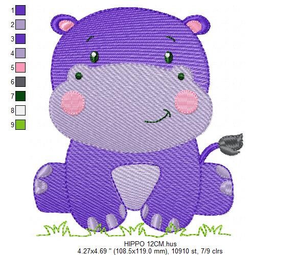 Hippo embroidery designs - Safari wild animal embroidery design machine embroidery pattern - hippopotamus - instant digital download pes jef Marcia Embroidery