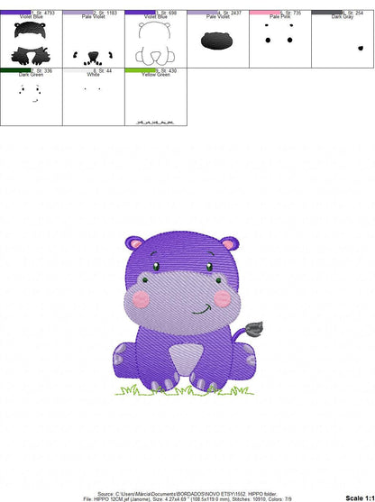 Hippo embroidery designs - Safari wild animal embroidery design machine embroidery pattern - hippopotamus - instant digital download pes jef Marcia Embroidery
