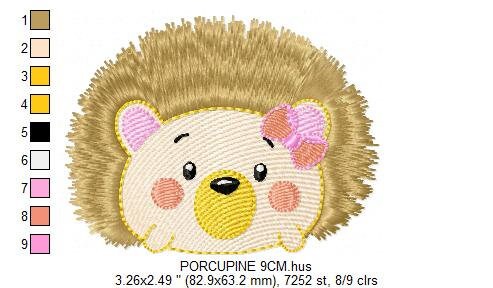 Hedgehog embroidery designs - Woodland Animal embroidery design machine embroidery pattern - Porcupine embroidery file  instant download