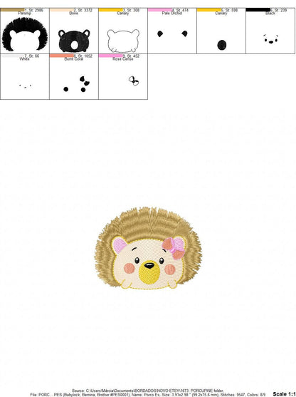 Hedgehog embroidery designs - Woodland Animal embroidery design machine embroidery pattern - Porcupine embroidery file  instant download
