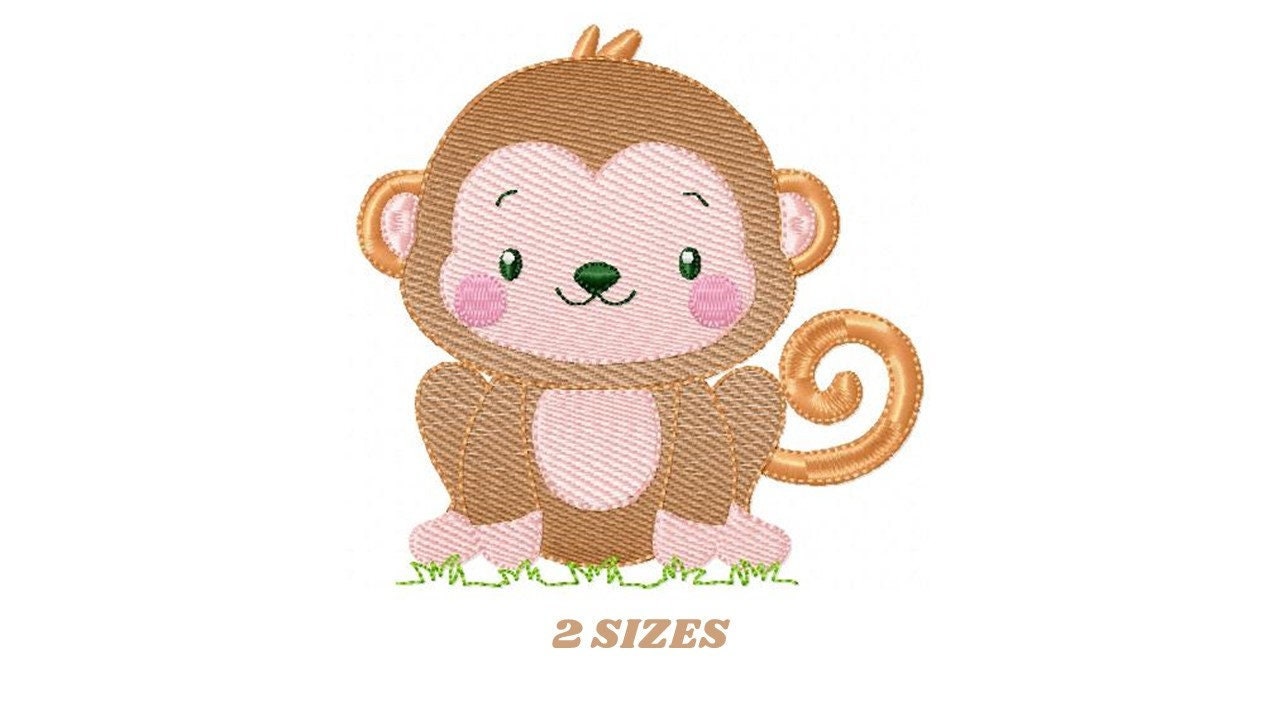 Monkey embroidery designs - Safari wild animal machine embroidery pattern - Baby boy embroidery file - Instant download pes jef dst vp3