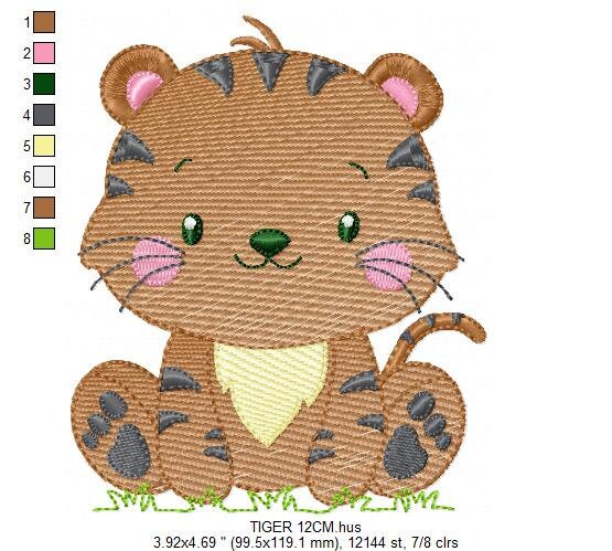 Tiger embroidery design - Wild Forest Animal machine embroidery pattern - Baby Boy file - Instant digital download pes jef dst hus vp3 xxx