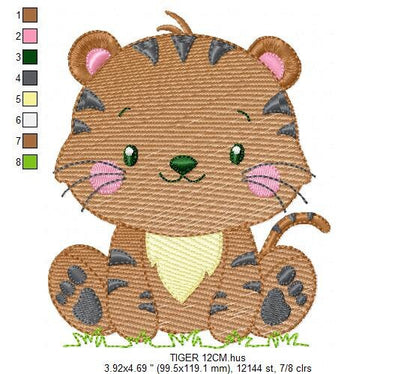 Tiger embroidery design - Wild Forest Animal machine embroidery pattern - Baby Boy file - Instant digital download pes jef dst hus vp3 xxx