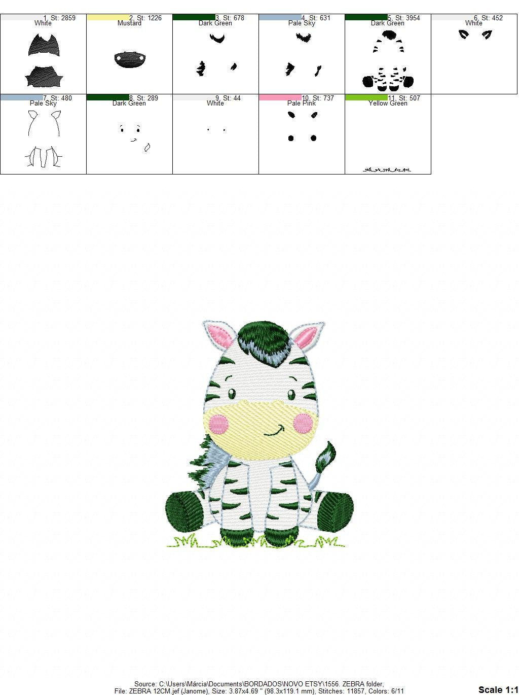 Zebra embroidery designs - Safari Wild Animal machine embroidery pattern - Baby boy and girl file - Instant digital download pes jef dst hus