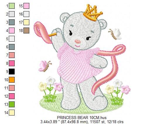 Bear embroidery designs - Princess embroidery design machine embroidery pattern - Baby Girl embroidery file - digital download bear crown Marcia Embroidery