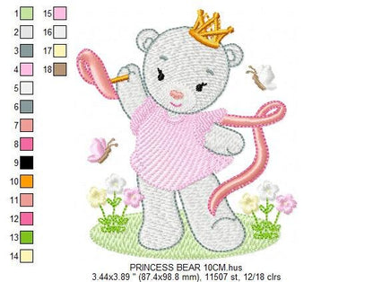 Bear embroidery designs - Princess embroidery design machine embroidery pattern - Baby Girl embroidery file - digital download bear crown Marcia Embroidery