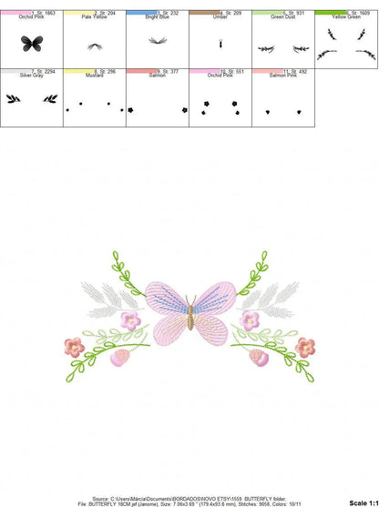 Butterfly embroidery design - Delicate Flowers embroidery designs machine embroidery pattern - baby girl embroidery file - instant download Marcia Embroidery