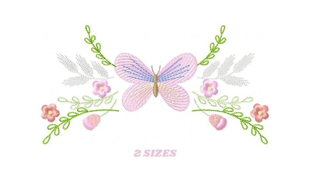 Butterfly embroidery design - Delicate Flowers embroidery designs machine embroidery pattern - baby girl embroidery file - instant download Marcia Embroidery