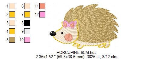 Female Hedgehog embroidery designs - Woodland Animal embroidery design machine embroidery pattern - Porcupine embroidery - instant download Marcia Embroidery