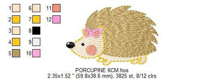 Female Hedgehog embroidery designs - Woodland Animal embroidery design machine embroidery pattern - Porcupine embroidery - instant download Marcia Embroidery