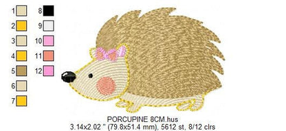 Female Hedgehog embroidery designs - Woodland Animal embroidery design machine embroidery pattern - Porcupine embroidery - instant download Marcia Embroidery