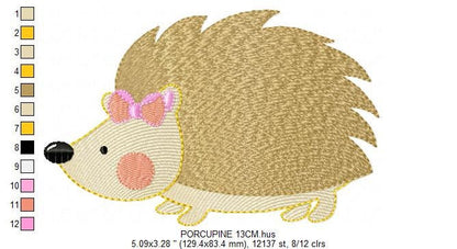 Female Hedgehog embroidery designs - Woodland Animal embroidery design machine embroidery pattern - Porcupine embroidery - instant download Marcia Embroidery