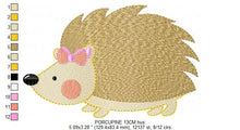 Cargar imagen en el visor de la galería, Female Hedgehog embroidery designs - Woodland Animal embroidery design machine embroidery pattern - Porcupine embroidery - instant download
