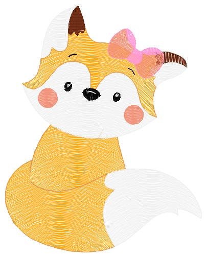 Female Red Fox embroidery designs - Woodland animal embroidery design machine embroidery pattern - Fox tail with lace - instant download