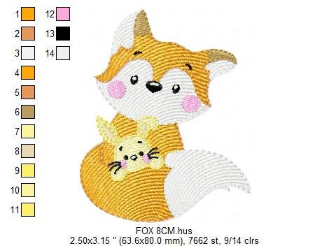 Fox embroidery designs - Red Fox embroidery design machine embroidery pattern - Animal embroidery file - Rabbit Bunny baby pes jef vp3 hus