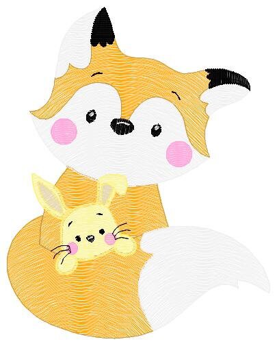 Fox embroidery designs - Red Fox embroidery design machine embroidery pattern - Animal embroidery file - Rabbit Bunny baby pes jef vp3 hus