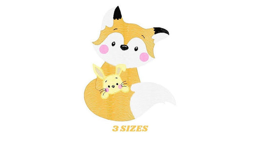 Fox embroidery designs - Red Fox embroidery design machine embroidery pattern - Animal embroidery file - Rabbit Bunny baby pes jef vp3 hus