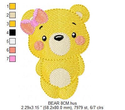 Female Bear embroidery designs - Teddy embroidery design machine embroidery pattern - Baby girl embroidery file - instant download animal