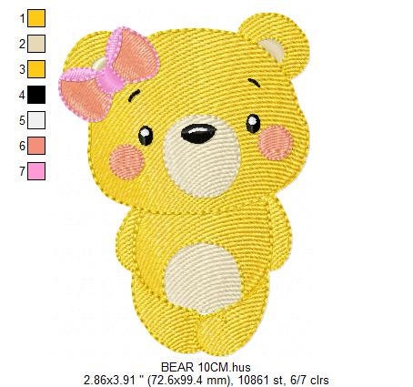 Female Bear embroidery designs - Teddy embroidery design machine embroidery pattern - Baby girl embroidery file - instant download animal