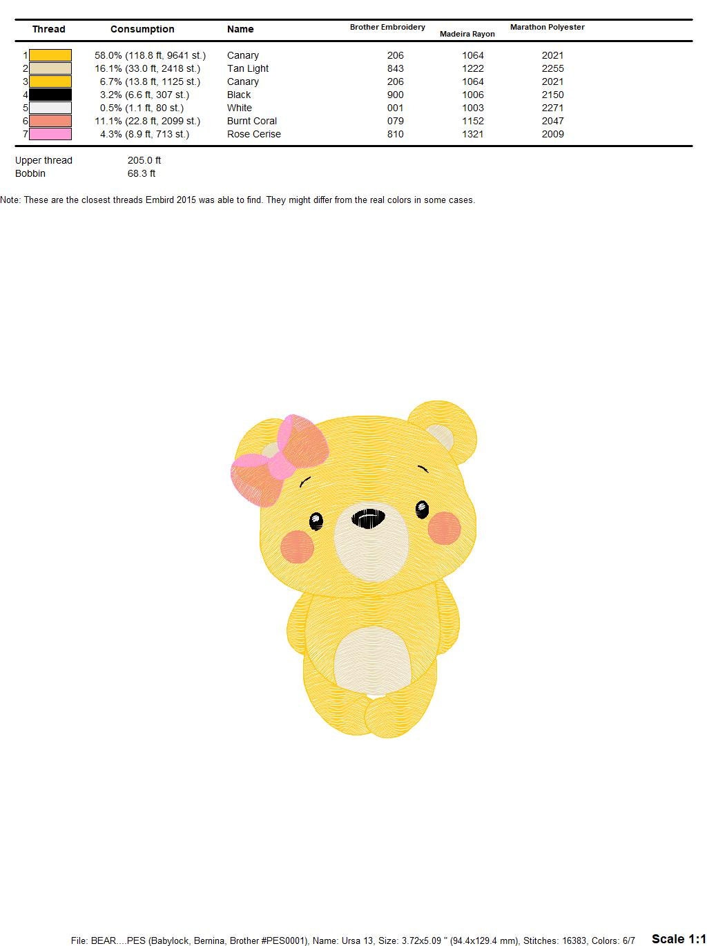 Female Bear embroidery designs - Teddy embroidery design machine embroidery pattern - Baby girl embroidery file - instant download animal