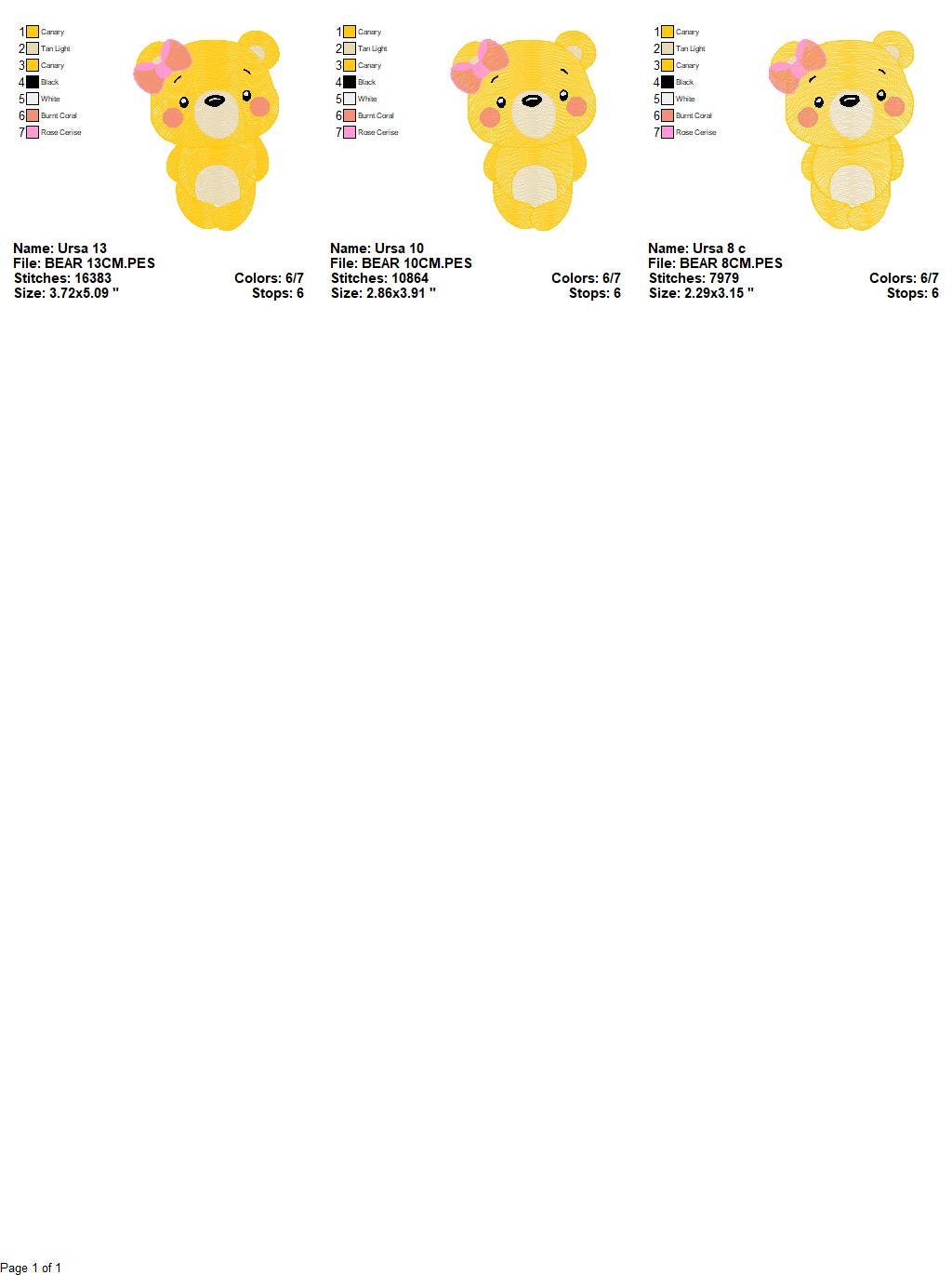 Female Bear embroidery designs - Teddy embroidery design machine embroidery pattern - Baby girl embroidery file - instant download animal