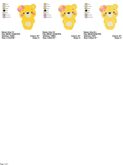 Female Bear embroidery designs - Teddy embroidery design machine embroidery pattern - Baby girl embroidery file - instant download animal