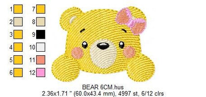 Peek a boo Bear embroidery designs - Teddy embroidery design machine embroidery pattern - Baby girl embroidery file - instant download jef Marcia Embroidery